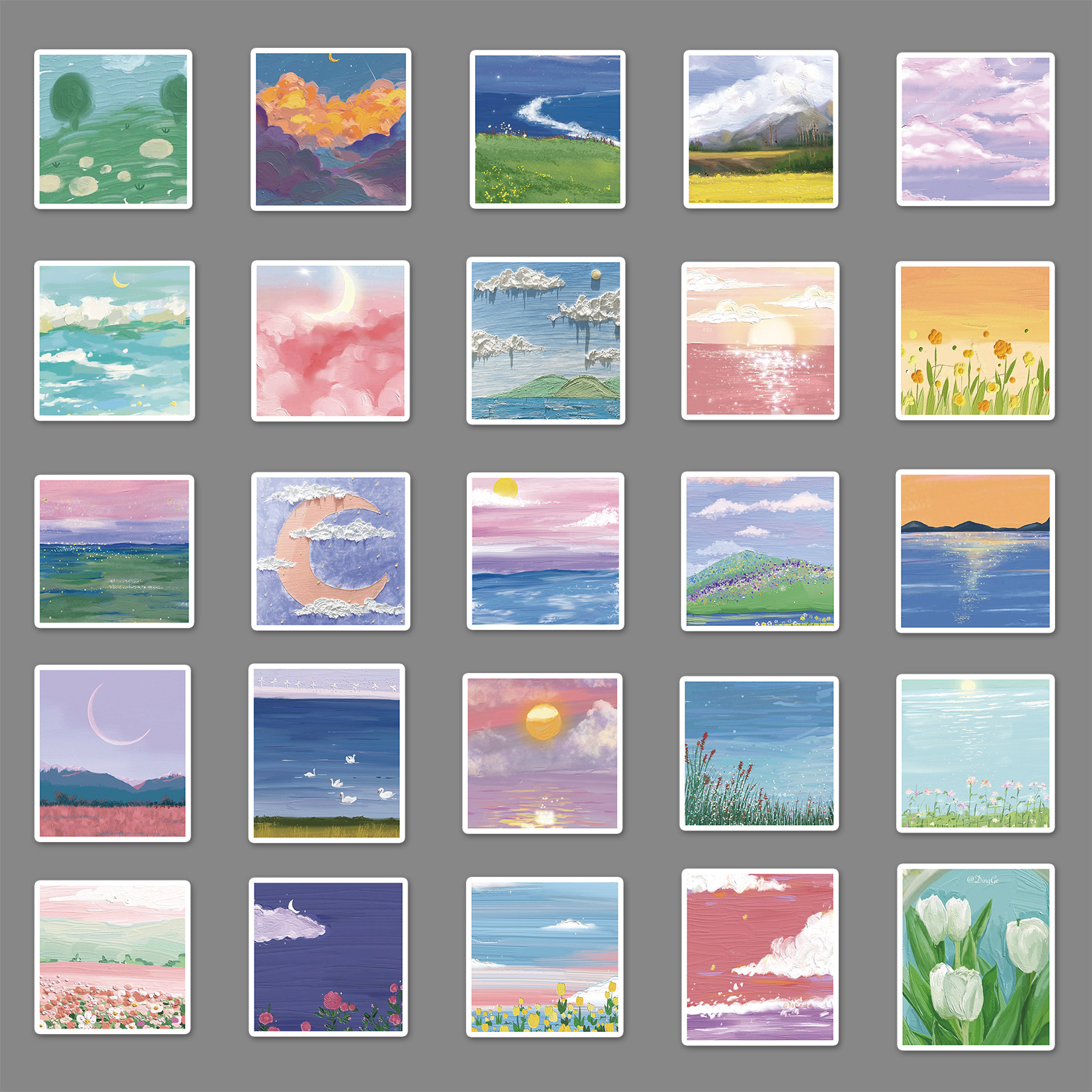 Picture of 50 pieces of landscape oil painting graffiti personality ins wind small fresh DIY scooter hand book mobile phone luggage sticker