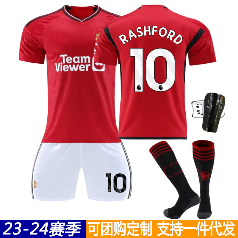 23-24 Red Devils Home Ronaldo Jersey 717 Garner Joe 10 Rashford 7 Mount Football Jersey Printing Wholesale