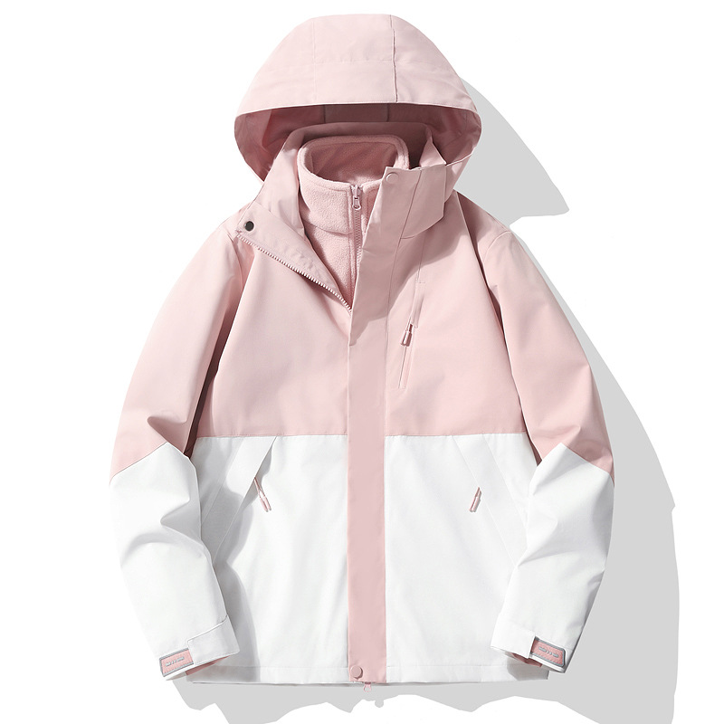 Three-in-one jacket for men and women, outdoor winter thickening, youth mountaineering, leisure, warmth, couple mountaineering clothing, jacket trend