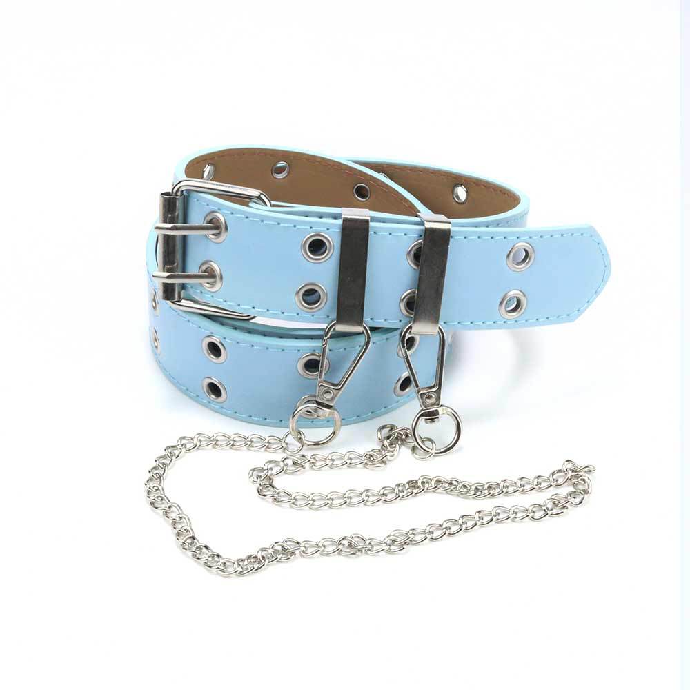 Picture of Cross-border punk belt women's decorative all-match y2k niche design pink chain jeans with eye belt