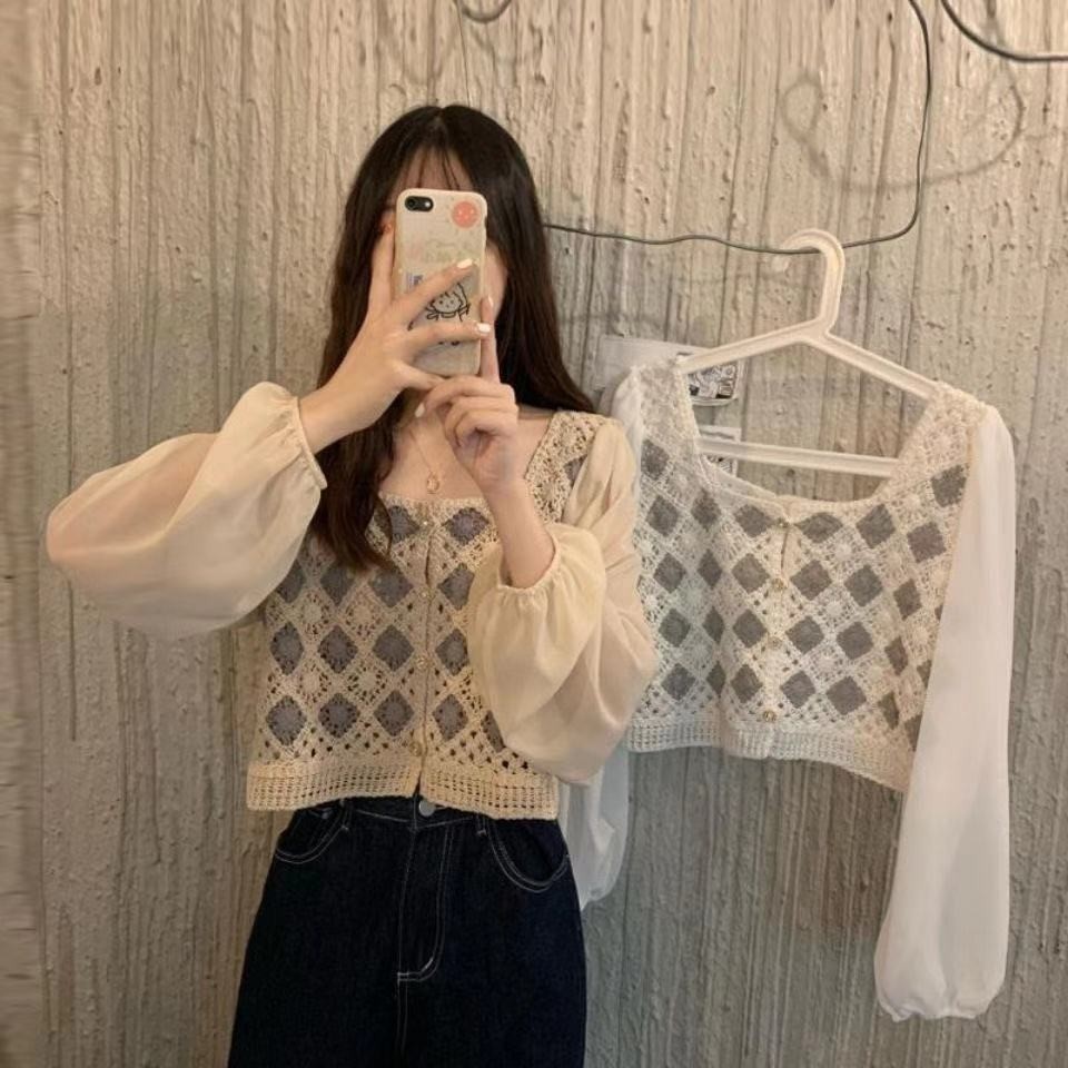 Picture of Spring New Western Style Design Wooden Buckle Breasted Lantern Sleeve Shirt Loose Long Sleeve Embroidered Jacket