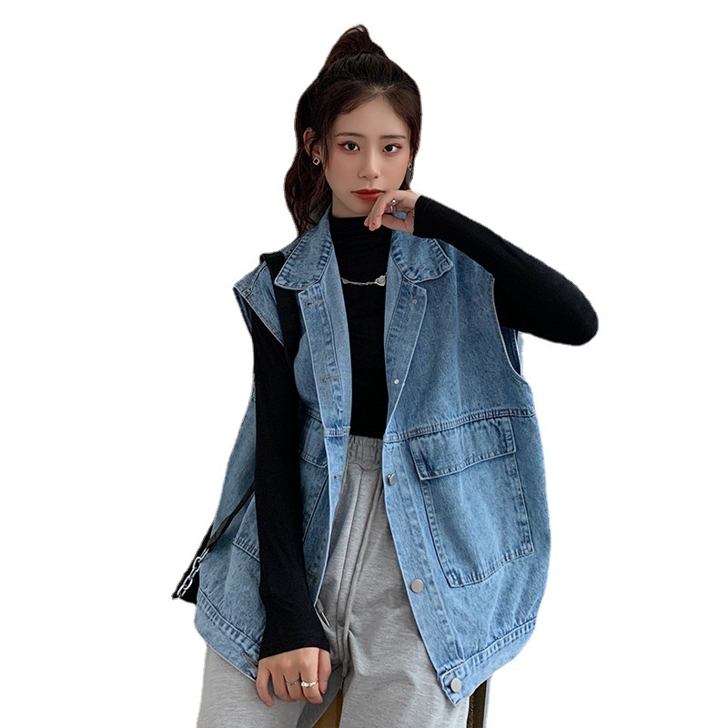 Picture of New Slimming Denim Vest Women's Clothing Loose Early Autumn Korean Retro Sleeveless Top Student Fried Street Short Jacket
