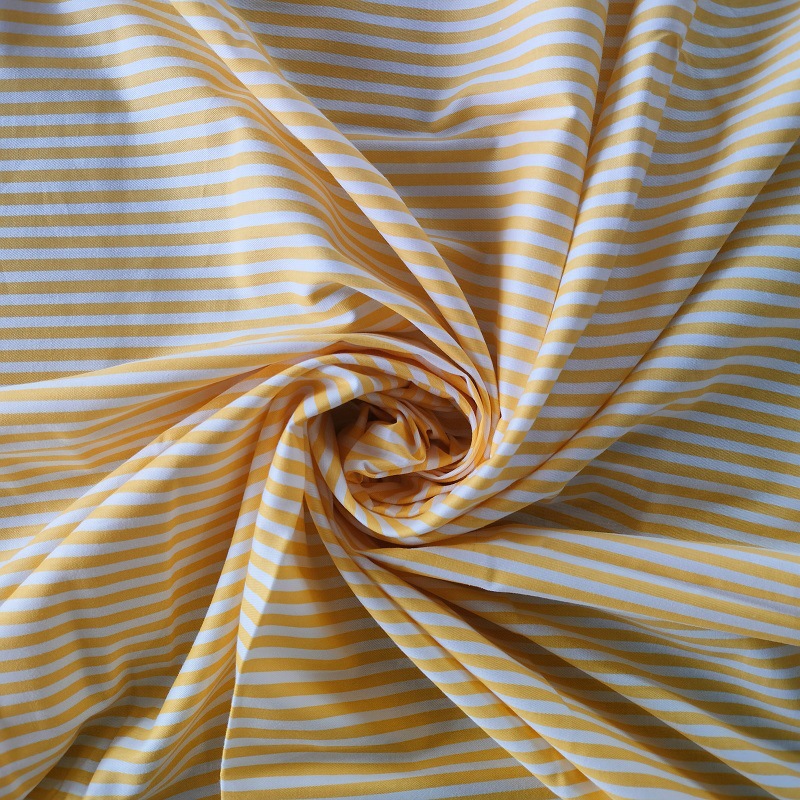 Cross-Border Hot Selling Pure Cotton Twill Fabric, Cotton Yellow and White Stripesd Bedding, Pajamas Fabric