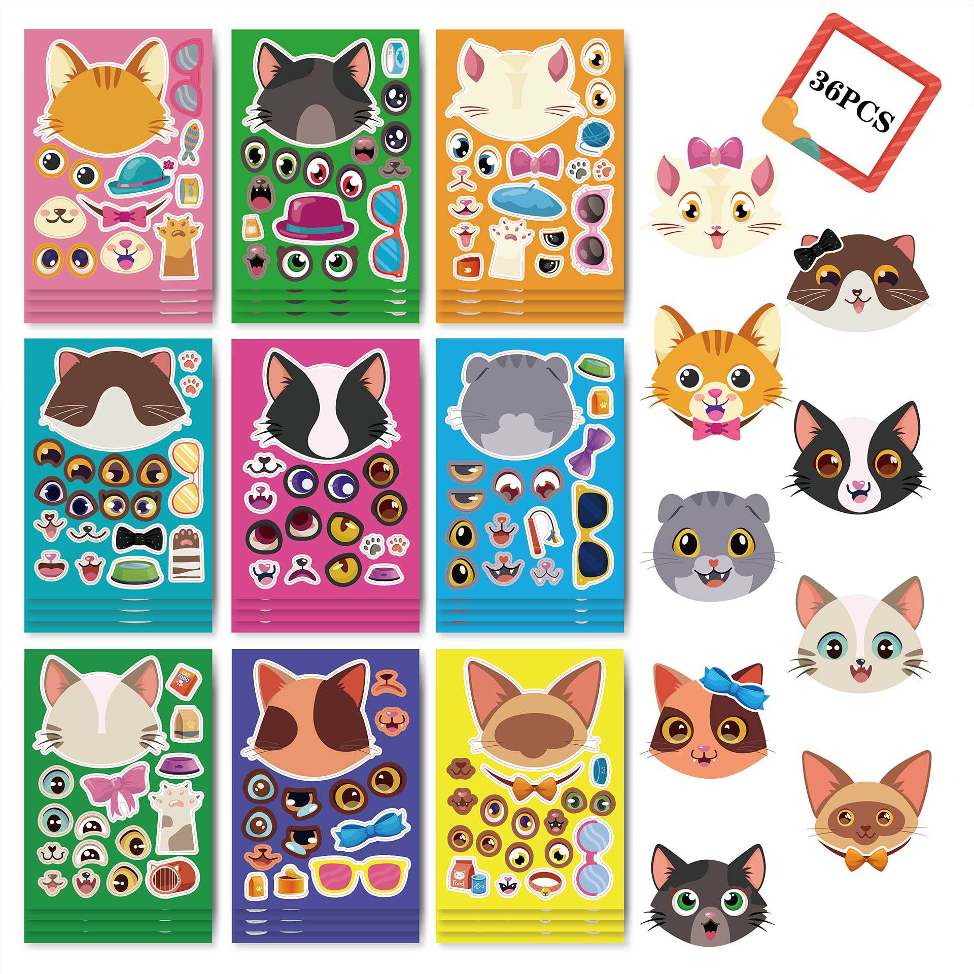 CM2302005 cross-border children's puzzle cartoon cat friends interactive DIY puzzle hand account cartoon sticker