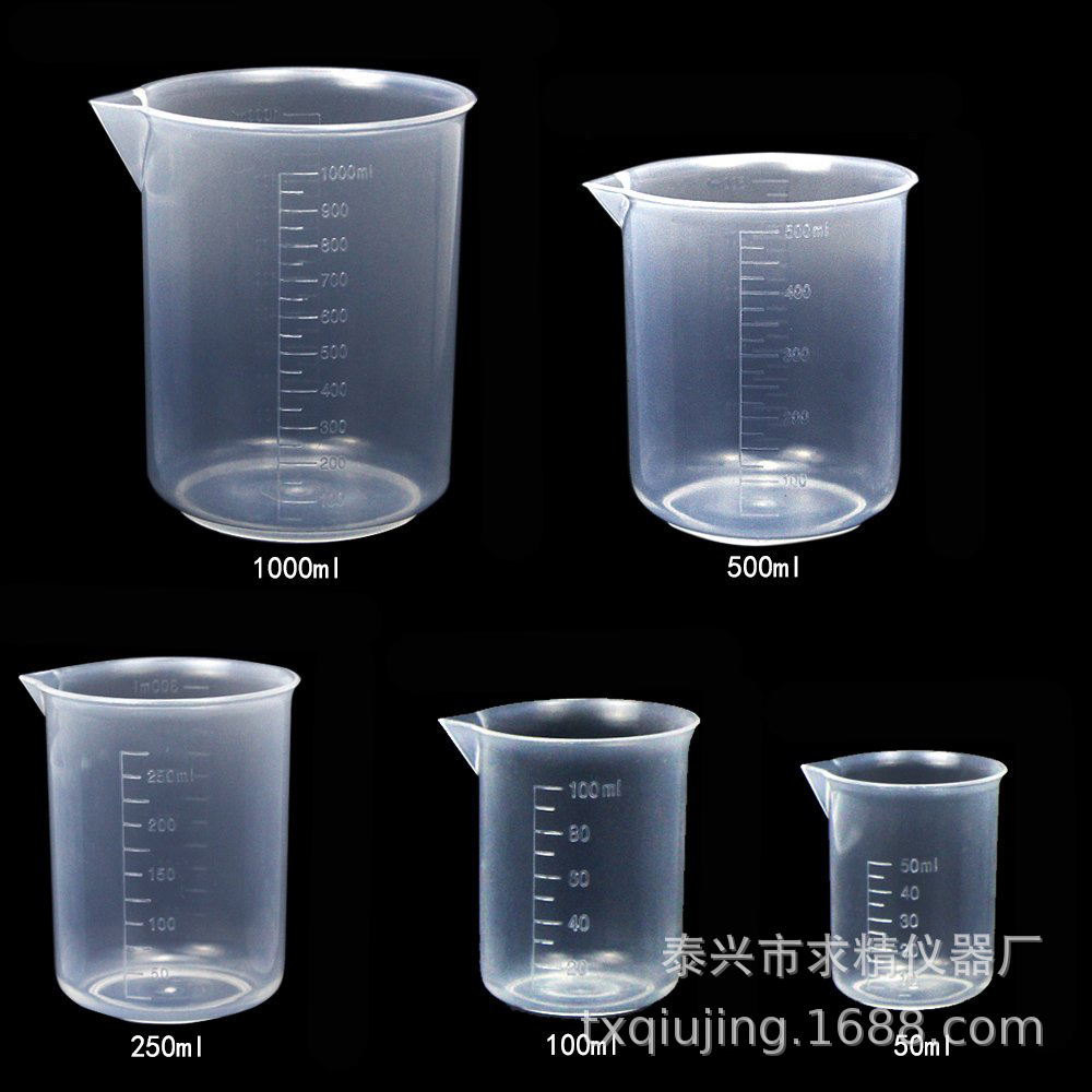 Picture of New combination set plastic measuring cylinder beaker 50/100/250/500/1000ml with 3ml dropper nylon brush