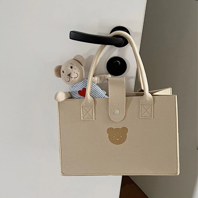 Picture of Cute bear felt handbag new simple all-match Fashion handbag open shoulder bag printable LOGO