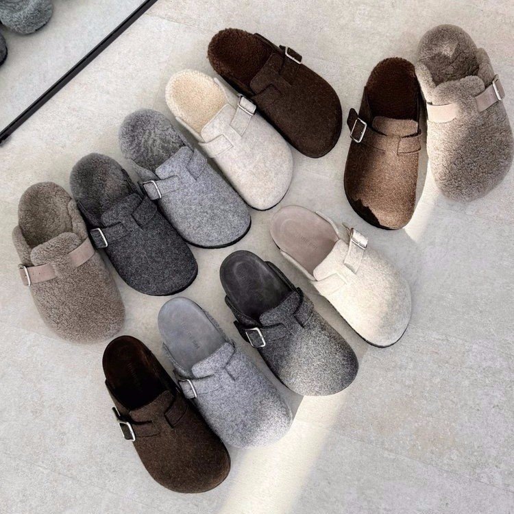 Thick Bottom Baotou Half Slippers Lazy Slippers Women's 2024 Autumn and Winter New Felt Suede fleece-lined Cotton Slippers Mueller Shoes