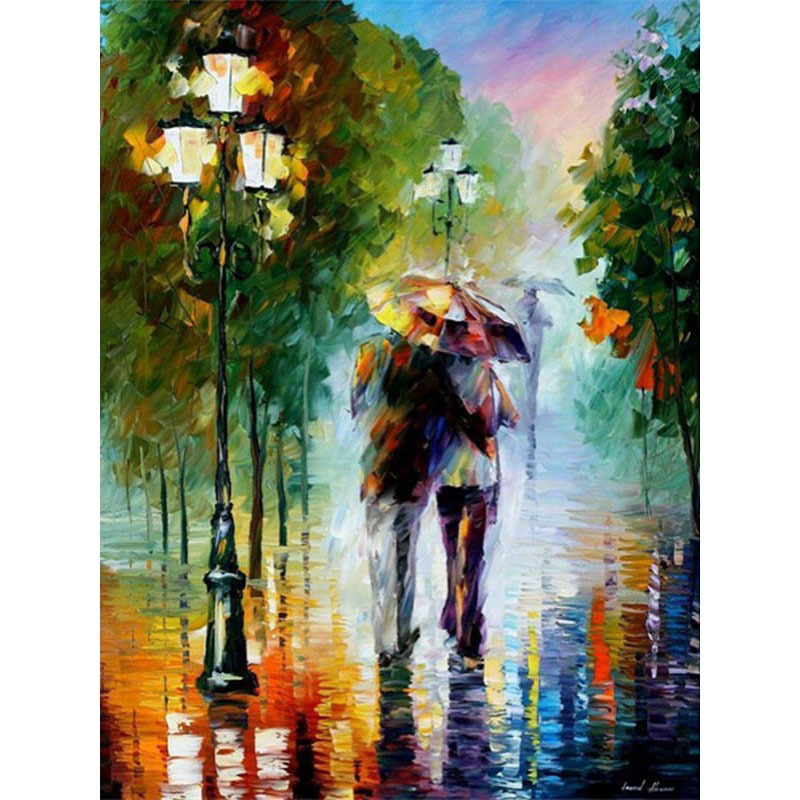 Cross-border digital oil painting wholesale frameless couple 4050 Amazon wish pigment FBA factory entrance