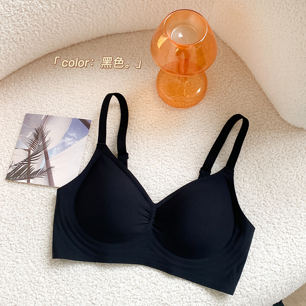 Picture of New Naked Soft Support Underwear Women's Pleated Comfortable Sleep Push-up Anti-sagging Bra without Steel Ring