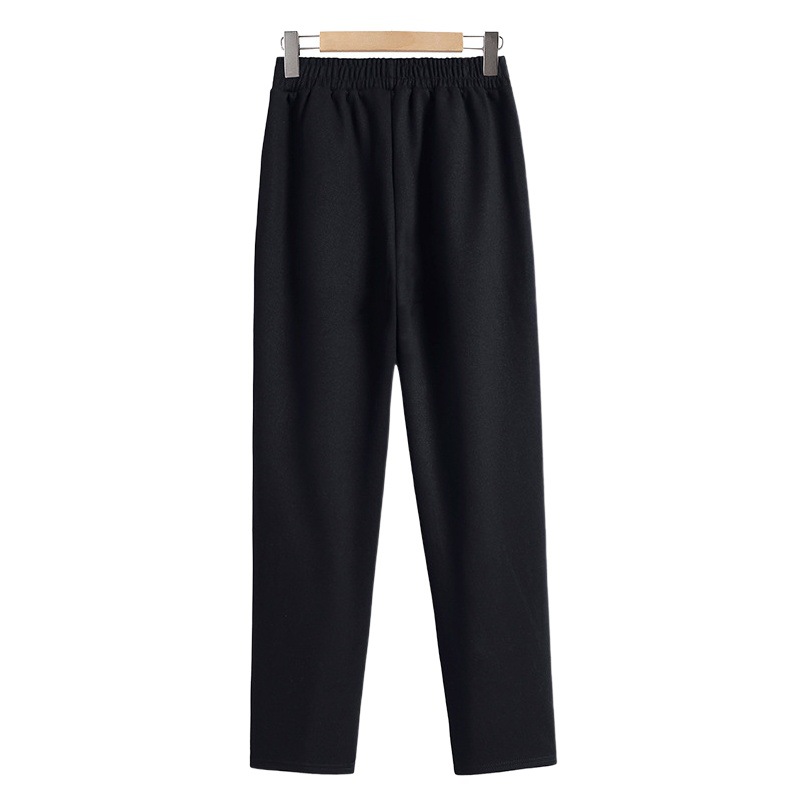Autumn and winter woolen fleece-lined thick middle-aged mother pants women's Harlan cone pants embroidered dad casual nine points