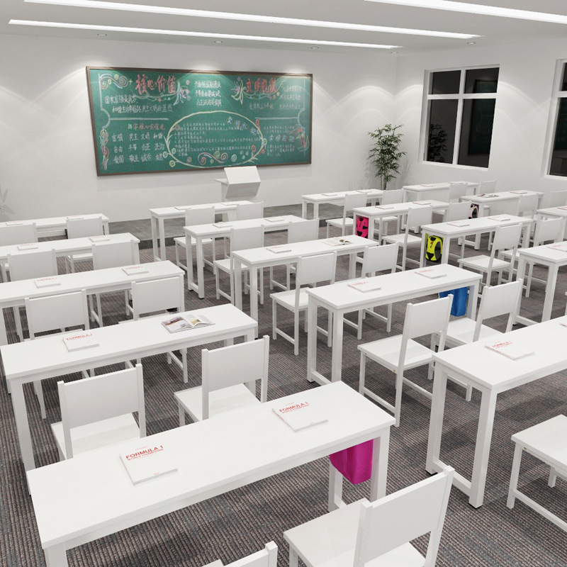 Picture of Student Desks and Chairs Training Tutoring Class Double Writing Desk Modern Home Bedroom Double-Layer Calligraphy Long Table