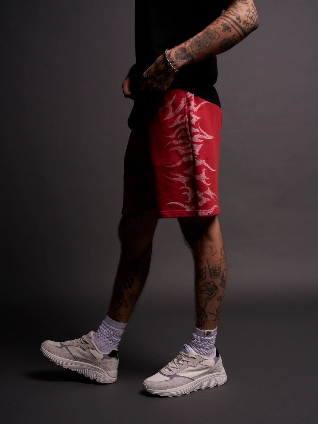 2025 New Men's Shorts Summer Cotton American Basketball Sports Casual Trendy Wolf Head Print Five-Point Pants