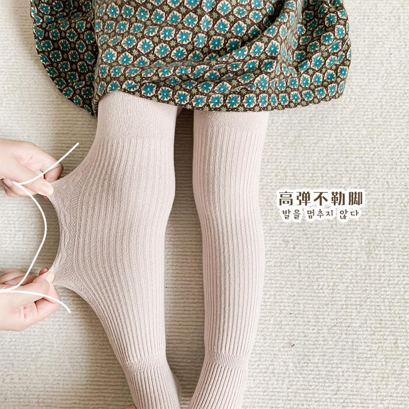 Picture of Girls' Leggings Autumn and Winter fleece-lined Baby Pantyhose Baby Warm Solid Color Children Pantyhose Thickened One-piece Pants