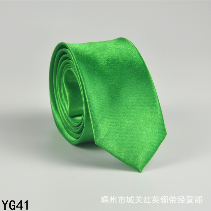 Picture of Solid color tie men's casual 5cm Korean style artificial silk narrow tie for workplace wedding business administrative wholesale