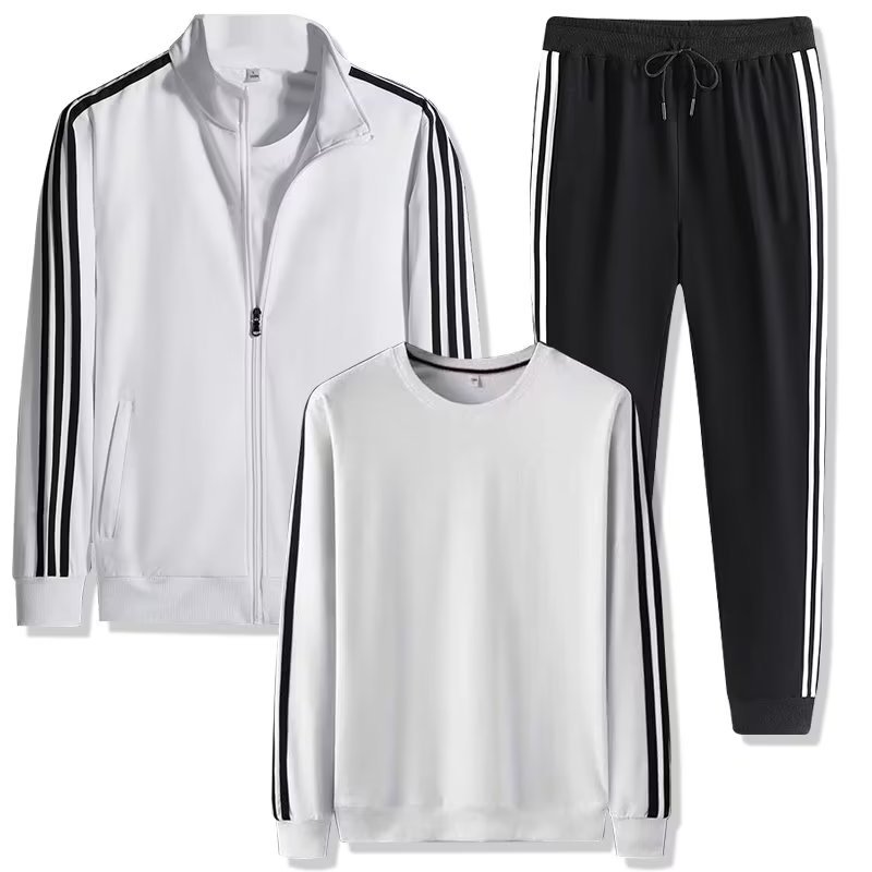 Spring Autumn and Winter Imitation Cotton Three Bar Casual Sportswear suit Men's Simple Casual plus size Cardigan Sweater for Running