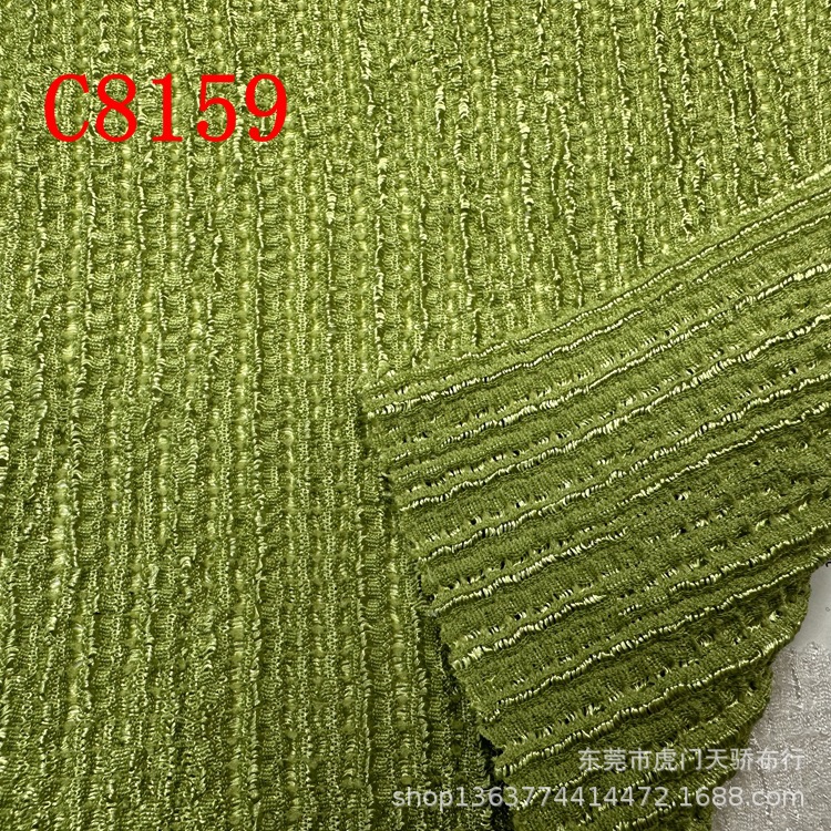 In stock supply knitted polyester cotton wrinkle cloth 220g polyester cotton wave wrinkle cloth Plaid wrinkle cloth casual fabric