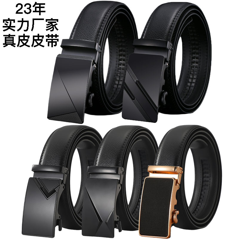 Belt Men's Wholesale High-end Genuine Leather Automatic Buckle Belt Men's Fashionable Pure Cowhide Belt All-match Belt for Boys