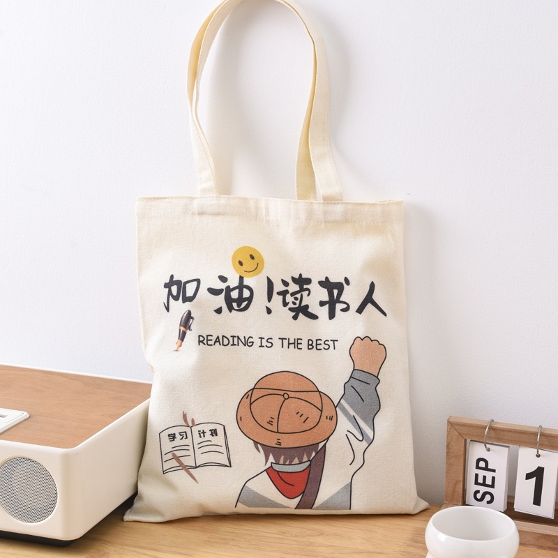 Picture of New Canvas Bag National Fashion Student Personalized Handbag Shoulder Bag Graduation Season Tote Bag Large Capacity Bag for Women