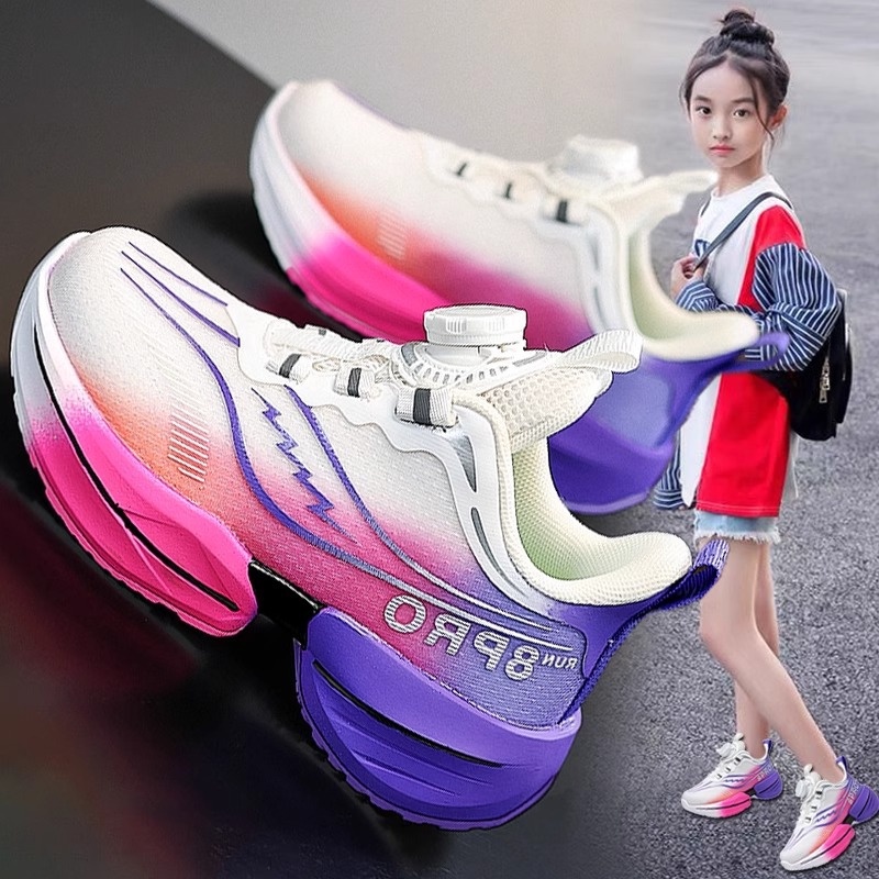 Children's shoes girls 2025 new spring children red rabbit 8por sneaker big children's mesh running basketball shoes girls