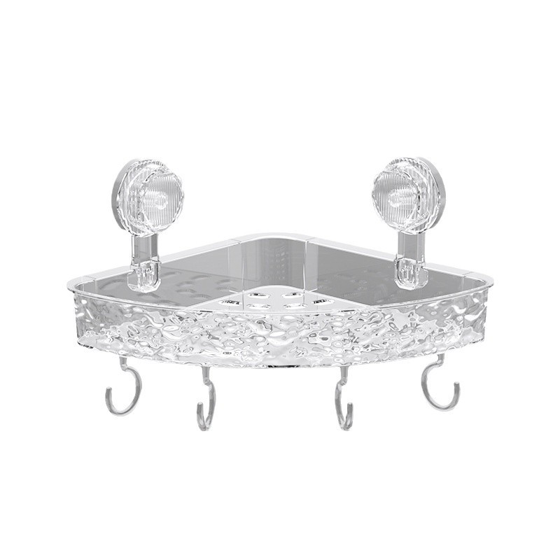 Picture of New Non-perforated Wall-mounted Triangle Suction Cup Storage Rack Bathroom Toilet Toilet Washstand Corner Storage Rack