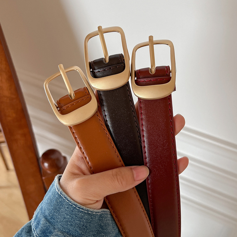 2025 High-End Women's Genuine Leather Versatile Jeans Loose Belt Fashionable Women's Suit Coat Simple Belt