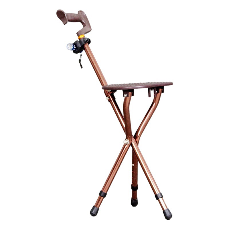 Elderly Crutch Stool Crutch Seat Crutch Chair Non-Slip Three-Legged Multi-Functional Cane for the Elderly with Stool Foldableable