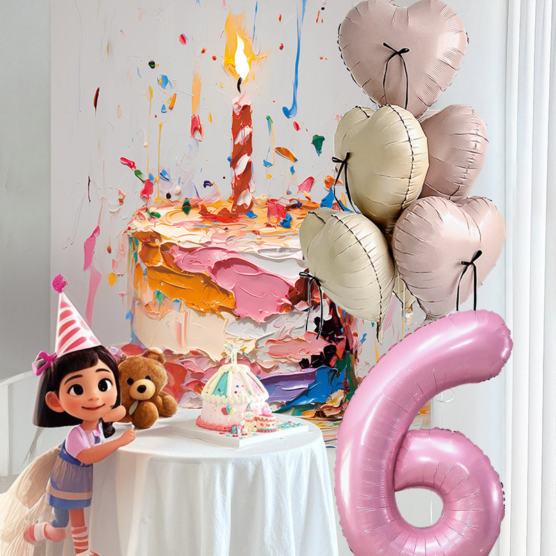 Birthday Scene Decoration Arrangement Boys and Girls Atmosphere Photography Props Children's Baby Party Balloon Background Hanging Cloth