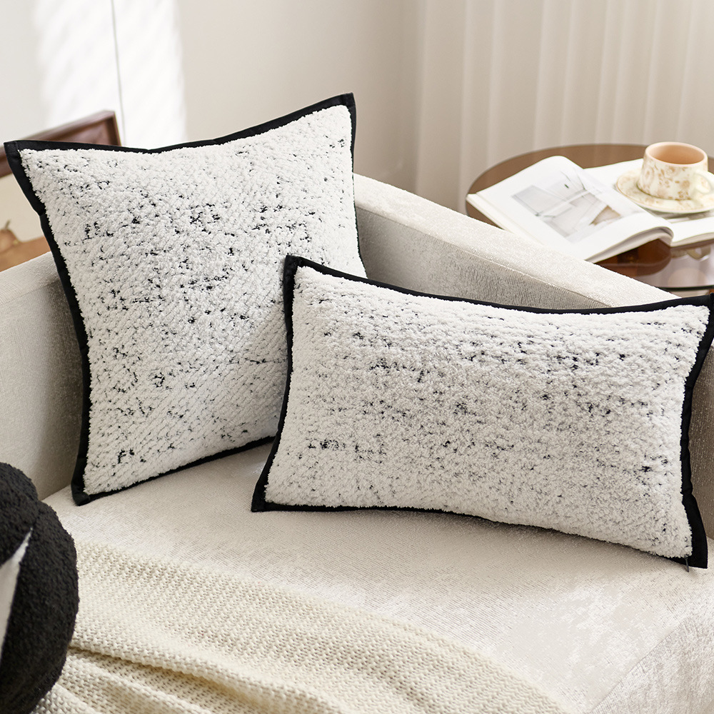 French Cream Style Pillow Light Luxury High-end Stellar Jacquard Plush Fleece Soft Bag Cushion Waist Pillow Sofa Pillow Case