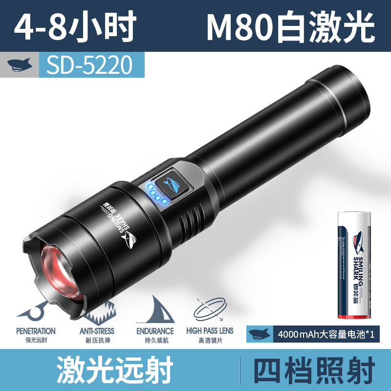Picture of Outdoor Strong Light Aluminum Alloy Flashlight Telescopic Focus Large Capacity Electric Display Multi-Level Adjustment Flashlight