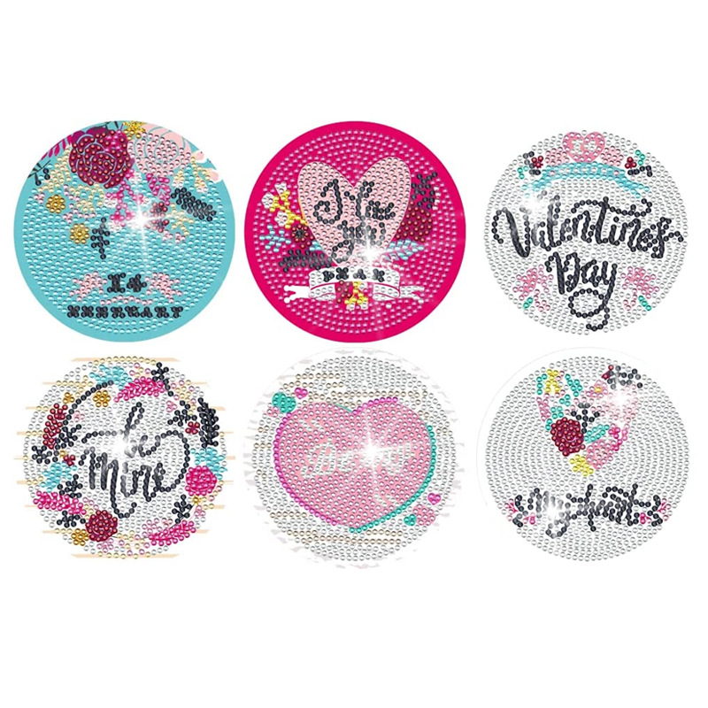Picture of Diamond Painting Coaster Placemat DIY Full Diamond Acrylic Round Mandala Christmas Valentine's Day Mosaic