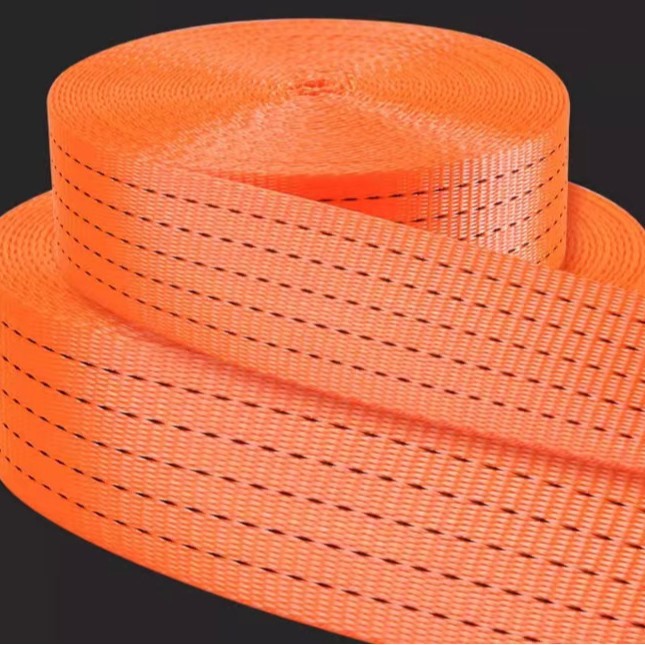 Strap Orange Ribbon Tow Rope High Strength Polyester Fixed Strap Thickened Flat Strap Brake Sealing Rope Truck Strap