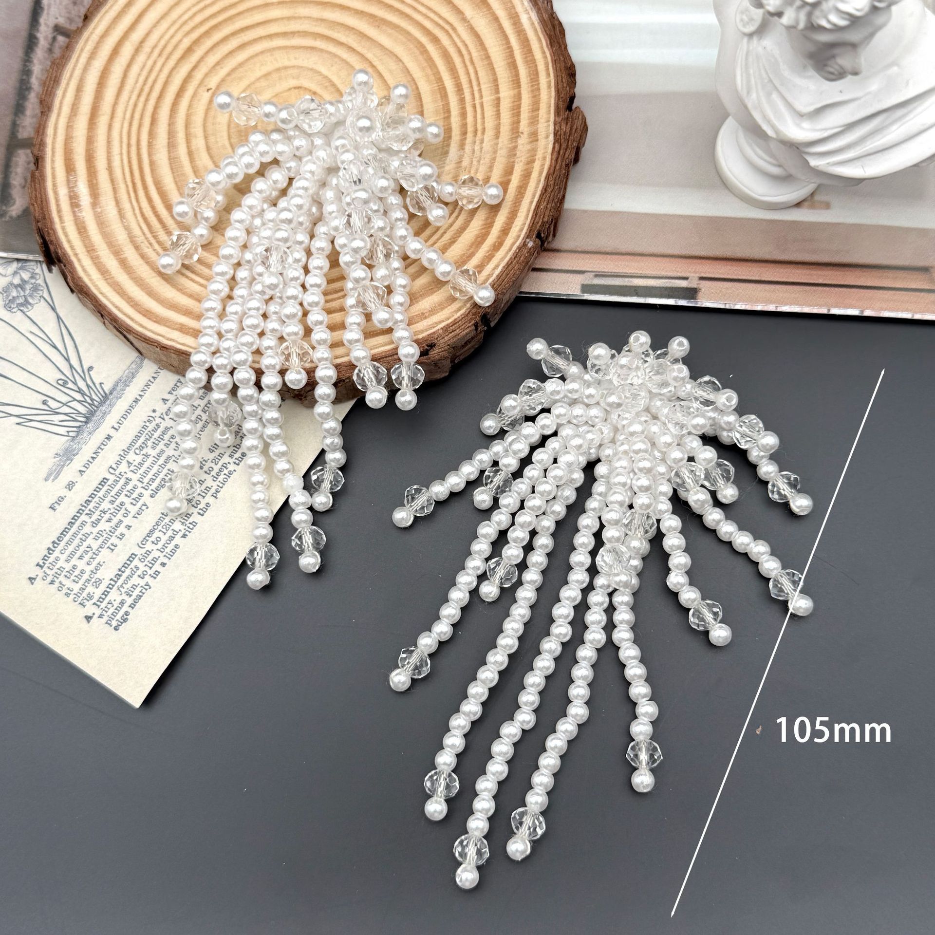 Picture of Korean version of the new ballet style pearl bow hoop ring tassel shoe buckle pendant fashion small fragrance handmade DIY match
