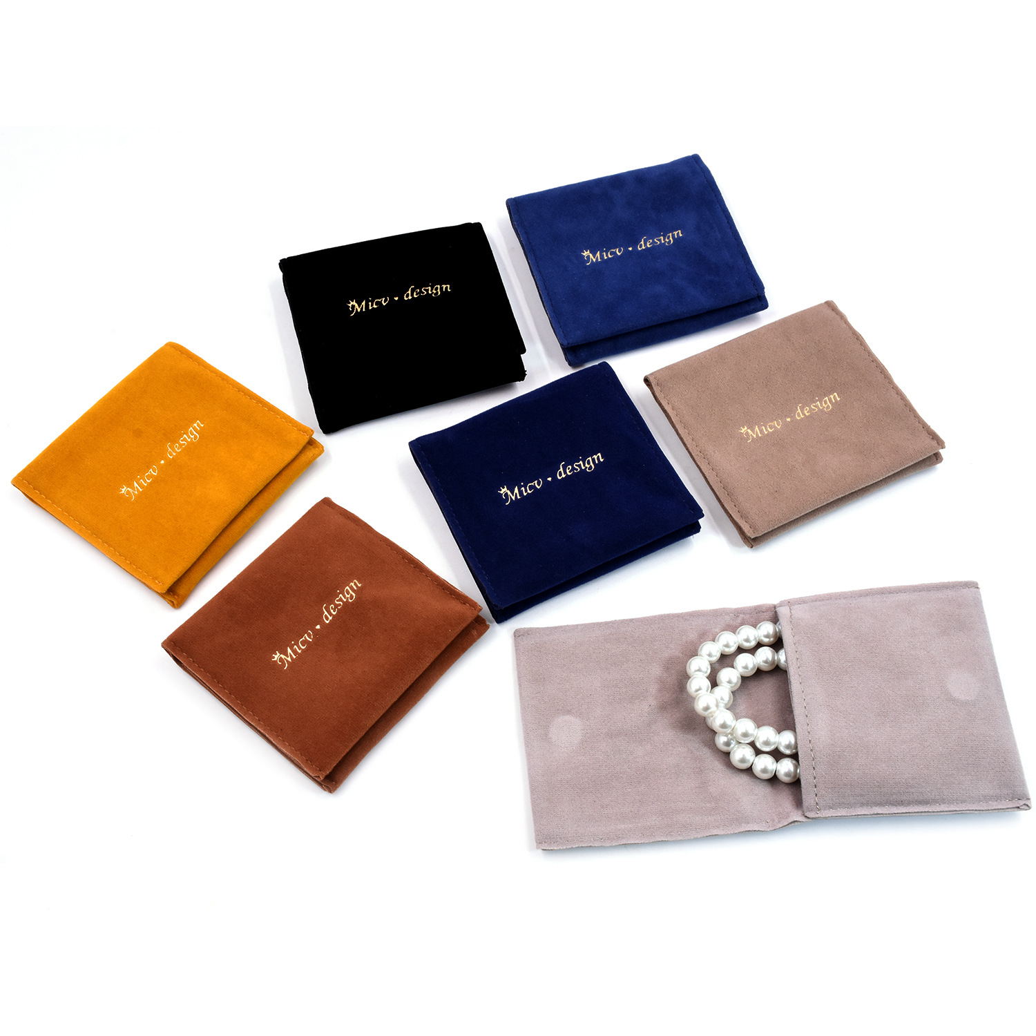 Double-sided velvet jewelry flannel jewelry storage bag ring earrings lipstick cosmetic flip cloth bag
