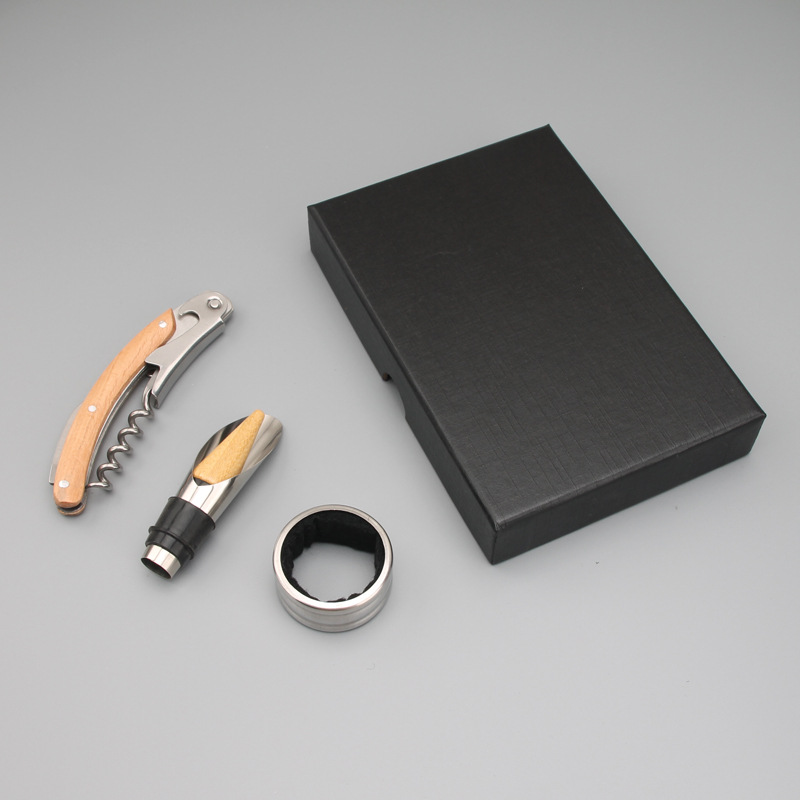 Picture of Bottle Opener Three-Piece Set Wine Tools Combination Cartons Pour Stop Drip Ring Bar Wine Tools Daily Gifts New