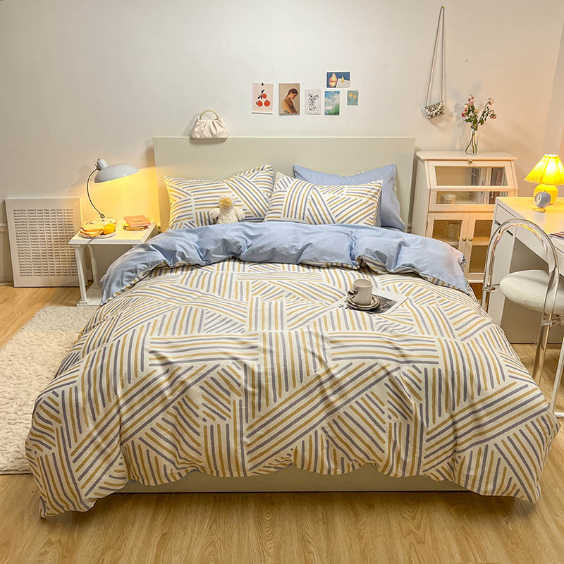 Picture of Nantong bed four-piece cotton sheet Nordic style 100 cotton four-piece set three-piece set Wholesale