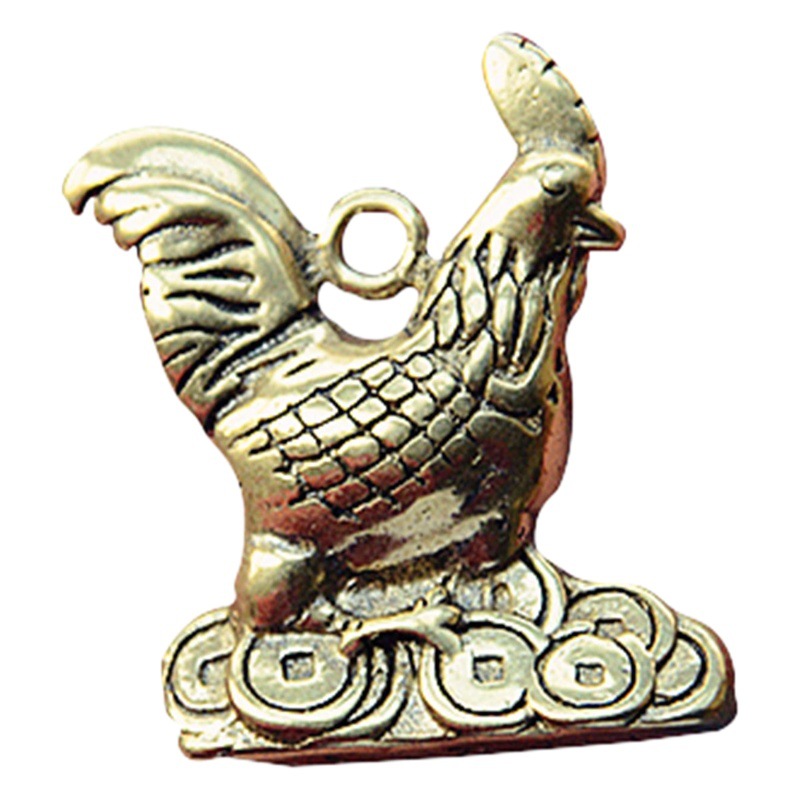 Brass Zodiac Chicken Keychain Pendant for One Shock Money Chicken Key Chain Pendant Hanging Stall Hot Sale