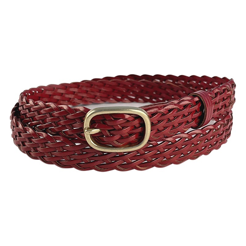 Women's Non-porous Woven Belt Retro Fashion Decorative Casual Pants Jeans dress Belt Women's Cross-border Hair