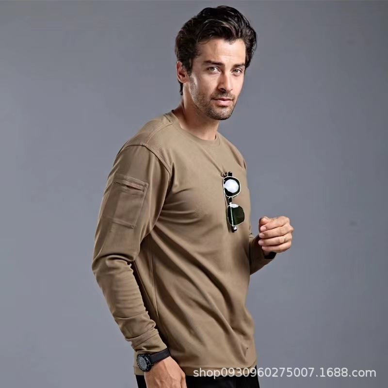 Cross-border outdoor military fans tactical training long-sleeved Men's Four Seasons stretch T-shirt long-sleeved sweater quick-drying camouflage clothing plus size