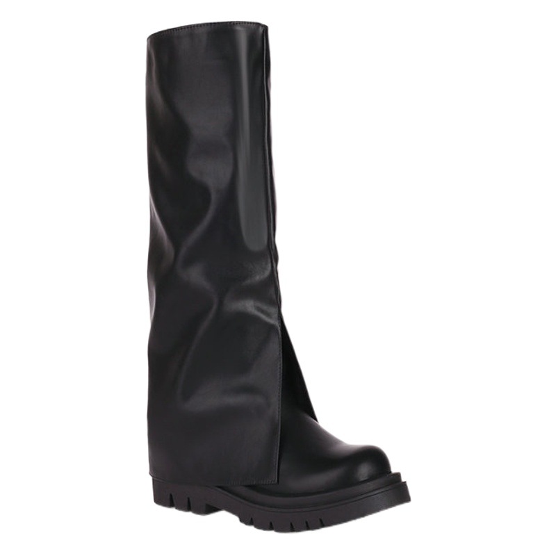 Autumn and Winter Martin boots for women chubby girl slimming knee high boots small long boots Internet celebrity pants boots