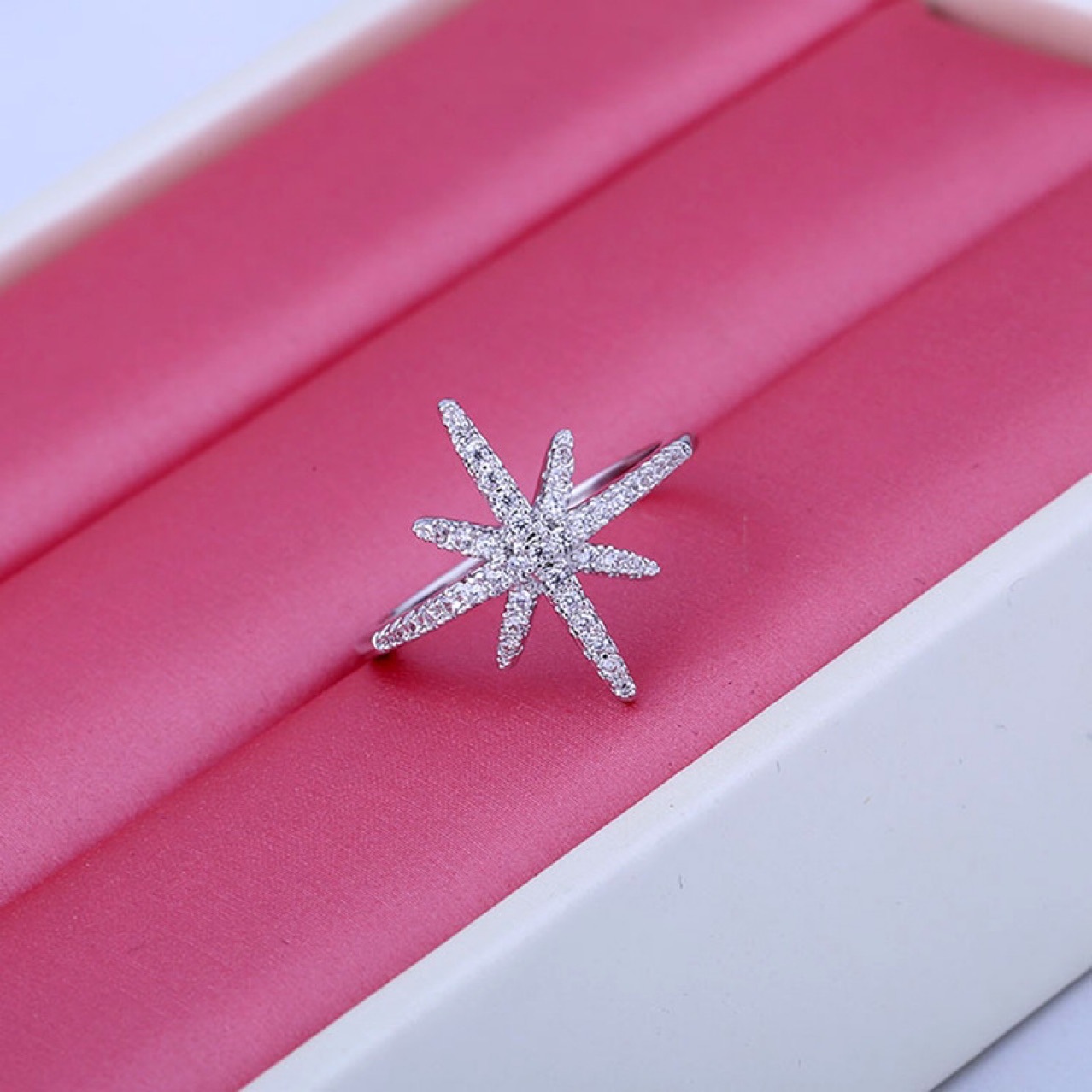 Picture of European and American Simple Fashion Rice Ring Micro-inlaid Zircon Ring Sweet and Elegant Rice Snowflake Ring