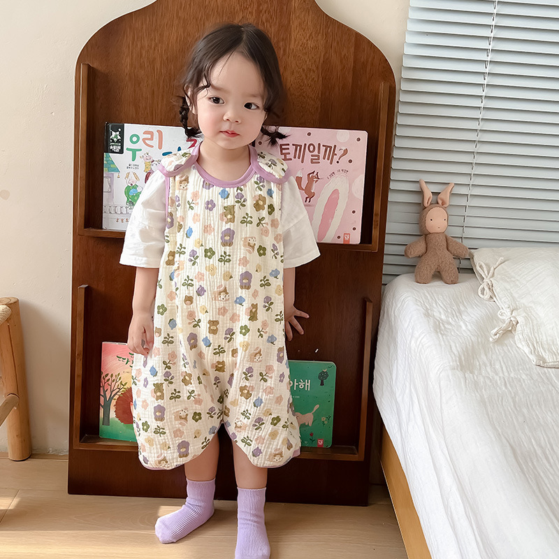 Picture of Baby Vest Sleeping Bag Summer Thin Gauze Pure Cotton Baby Kick-proof Sleeveless Children's Pajamas Air-conditioned Room Anti-cold