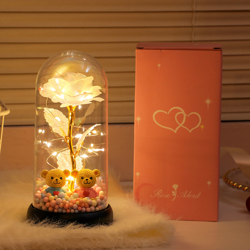 Picture of Immortal bouquet rose night light ornament bedroom decoration birthday gift for girlfriend girl children student Qixi Festival