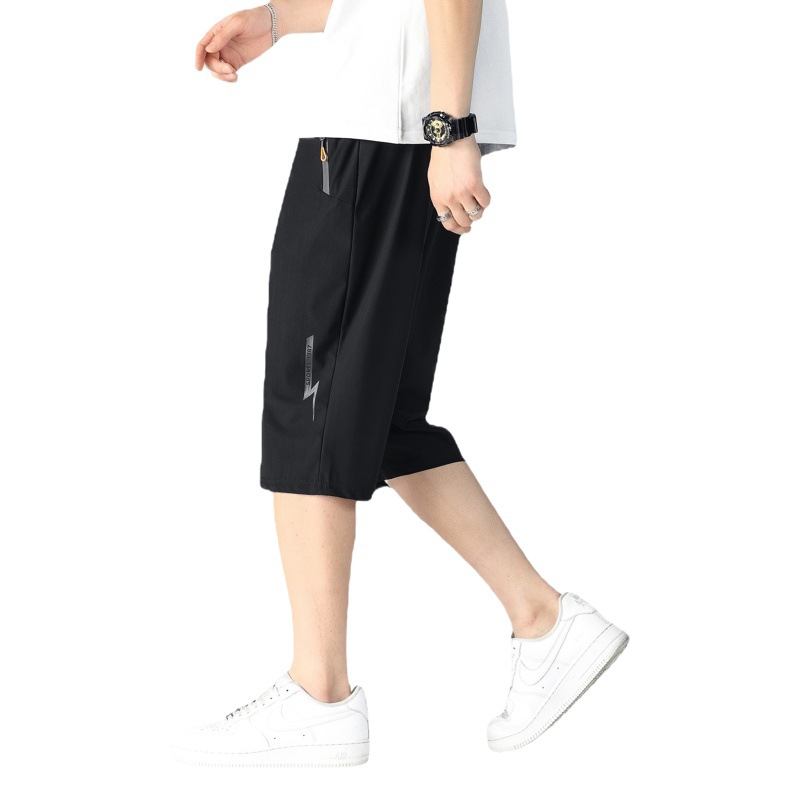 Ice Silk Pants Men's Summer Ultra-thin Breathable Men's 7-point Quick-drying Pants Loose Sports Pants Casual Pants Outdoor Quick-drying Shorts