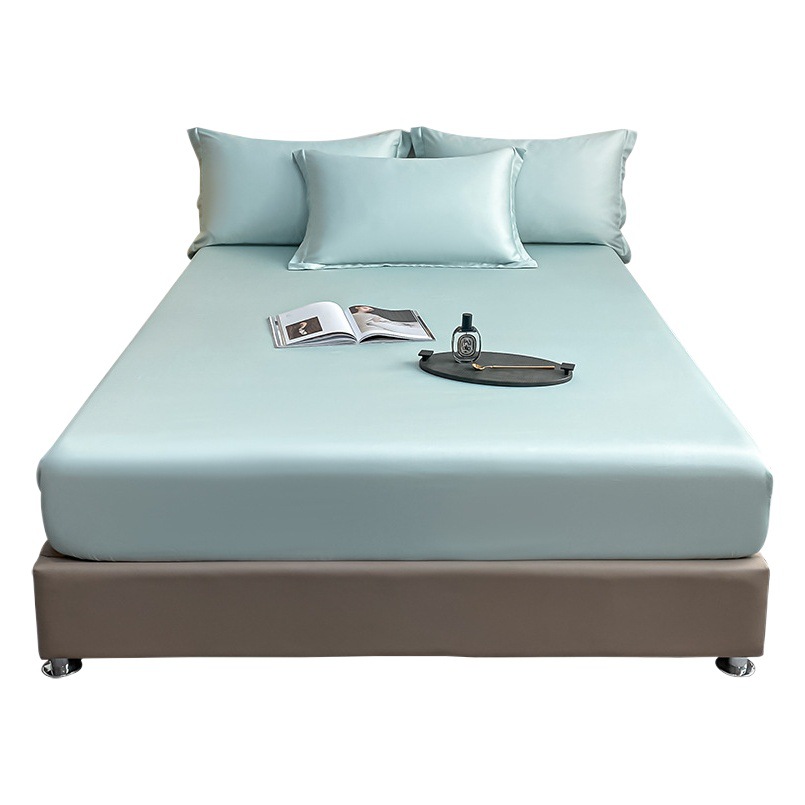 Solid Color Tencel Naked Sleeping Single Product Bed Cover Dust-proof Protective Cover Single Piece Light Luxury Bed Cover Cover Mattress Cover Ice Silk Three-piece Set