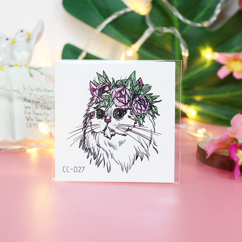 Picture of Cat and Dog Tattoo Stickers Waterproof Girls/Kidsren Cute Little Stickers Cartoon Animal Pet Tattoo Stickers