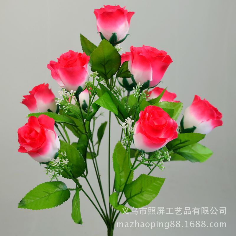 Picture of Photography Artificial Flower Manufacturer Wholesale Artificial Rose Artificial Flower Holiday Wedding Flower Arrangement 10 Peacock Rose Silk Bouquet