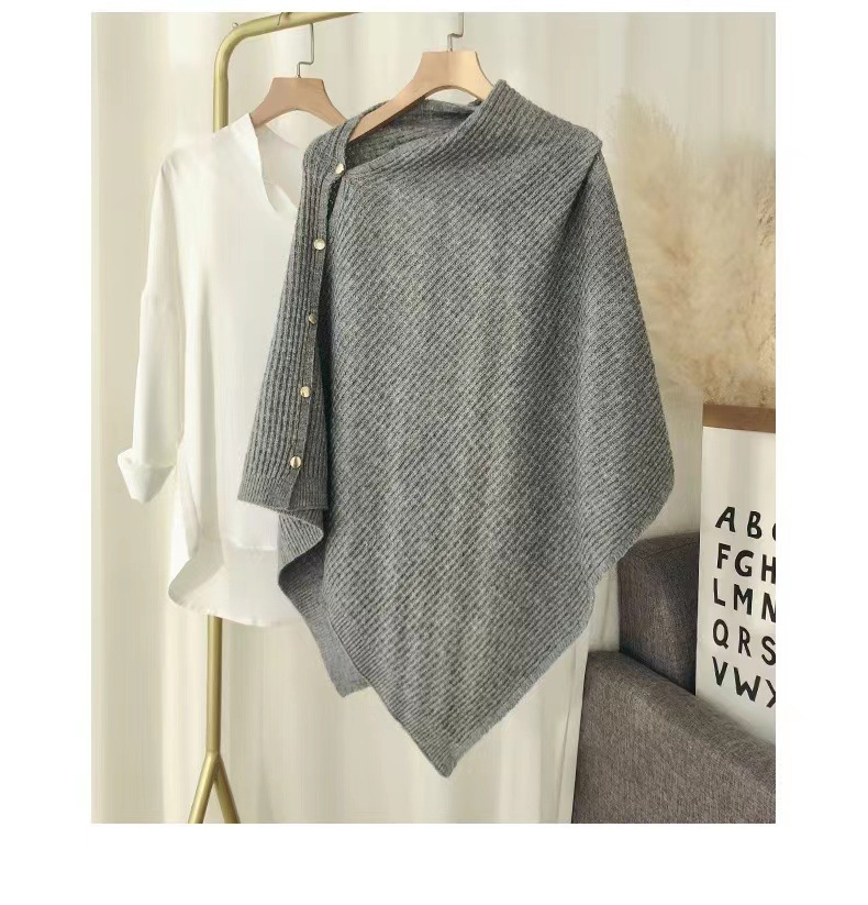 Picture of Autumn and winter knitted cape shoulder waistcoat scarf women's versatile multi-functional fashion warm metal buckle