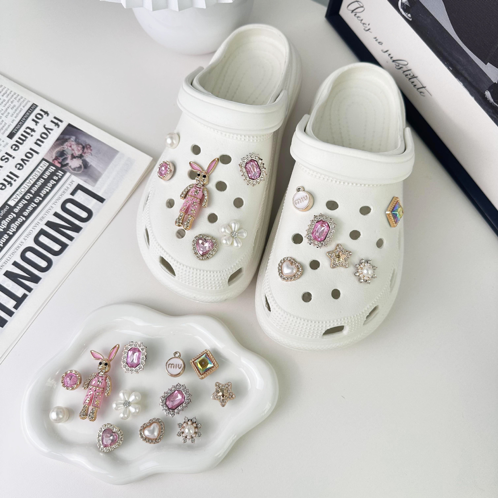 Alice Hole Shoes Accessories Stereo Detachable Diy Sandals Shoe Buckle Rhinestone Casual Shoes Slippers Decorative Shoe Flower