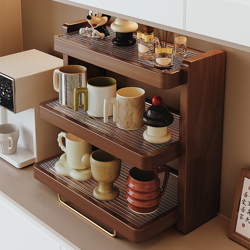 Picture of Solid Wood Cup Rack Table Top Cup Storage Rack Acrylic Water Cup Shelf Tea Cup Coffee Cup Desktop Storage Rack