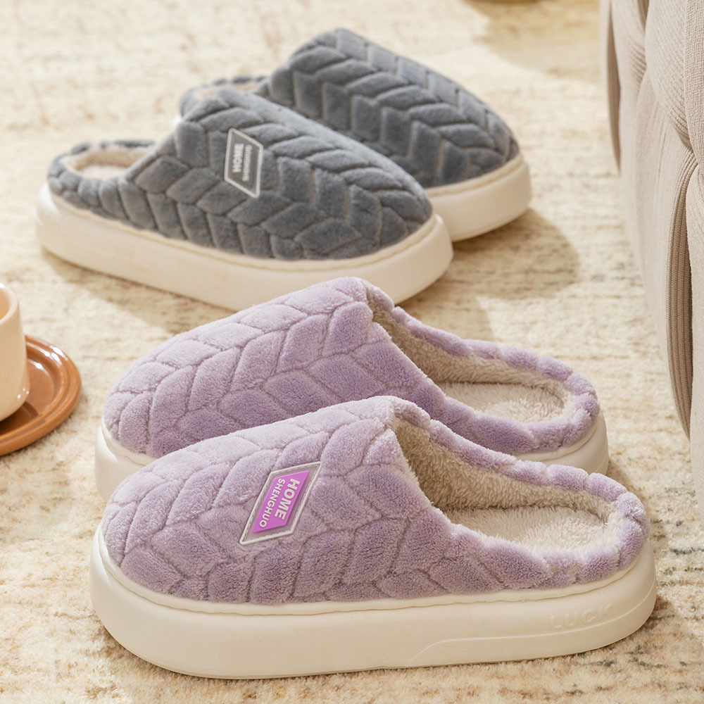 Picture of Preferred, autumn and winter cotton slippers, women's new non-slip casual home simple couple plush warmth and thickened cotton shoes